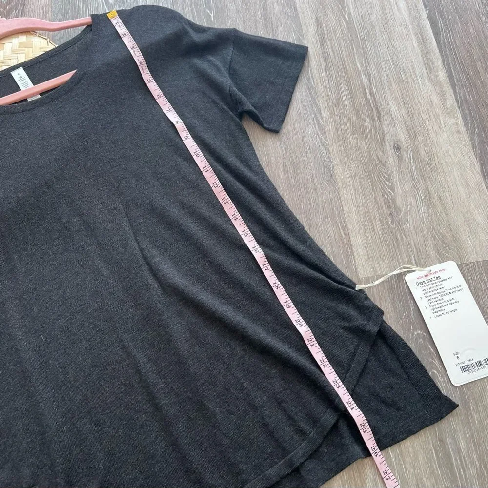 Nwt Lululemon‎ daya knit tee cashmere blend heathered black womens Size 6